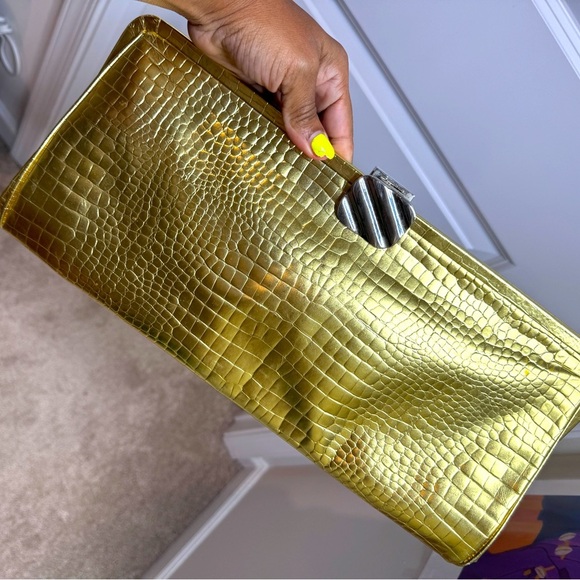 Vintage Lodis Women’s Long Gold Evening Special Event Clutch Purse with Handle - Picture 1 of 7